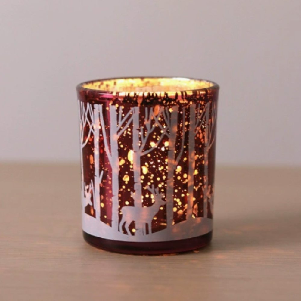 Red Christmas Branch Candle Vessel