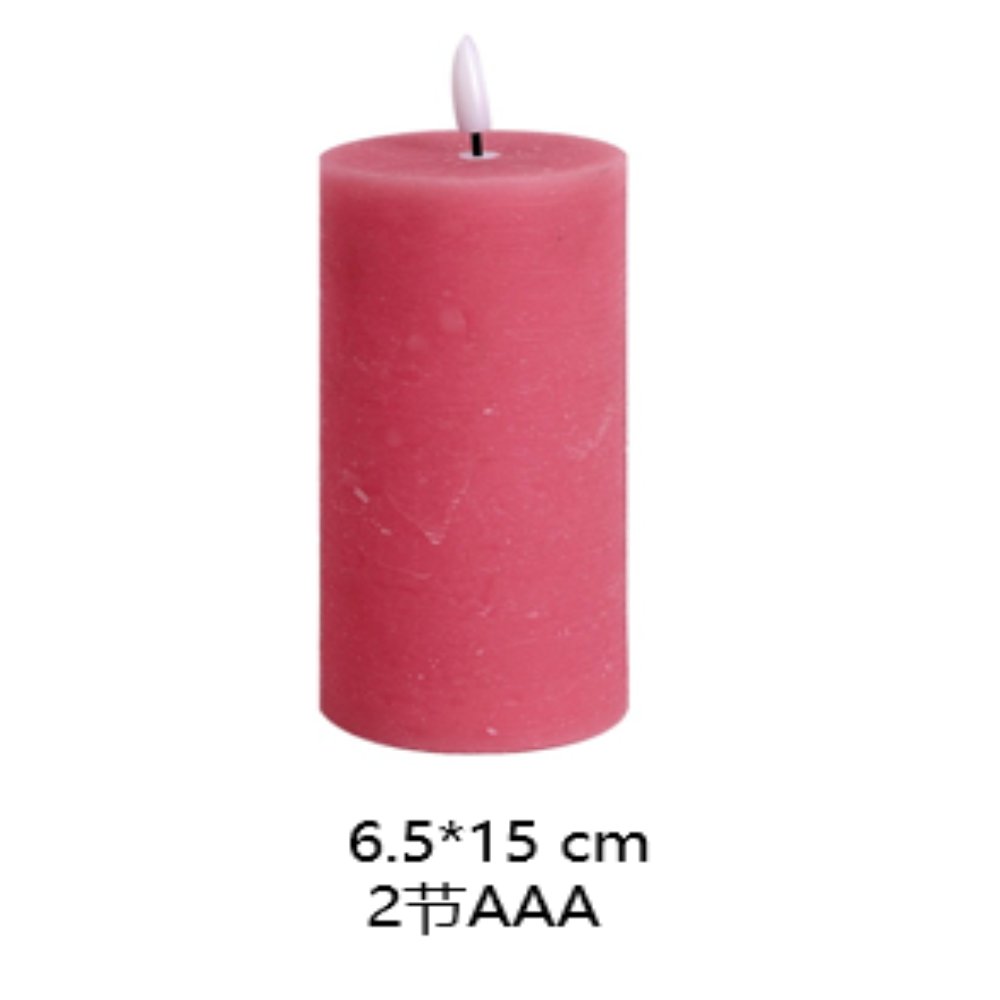 Rustic-Textured Cylindrical LED Electronic Candle