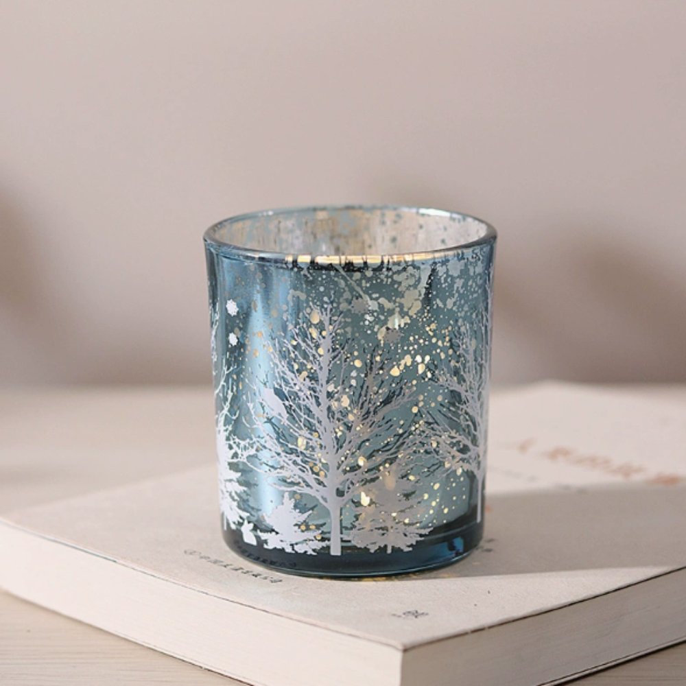 Blue Christmas Tree Candle Vessel