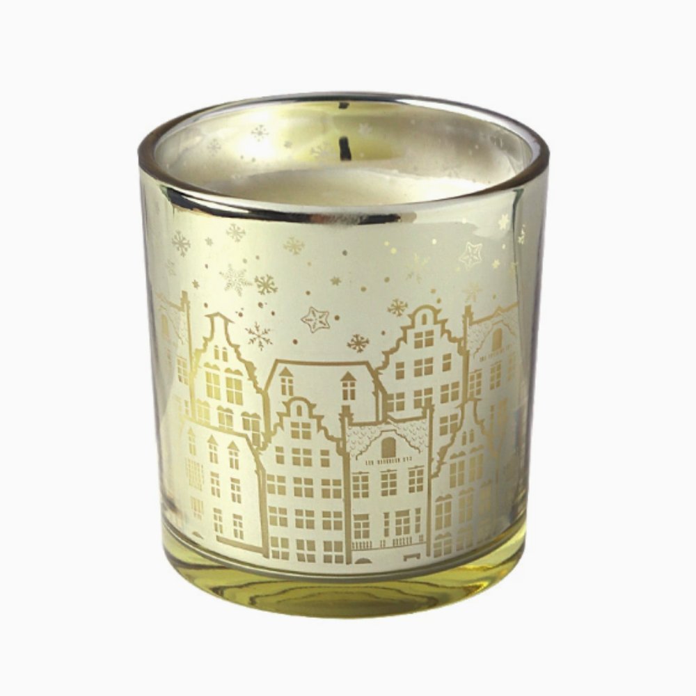 Gold City Lights Candle Vessel (White Cup)