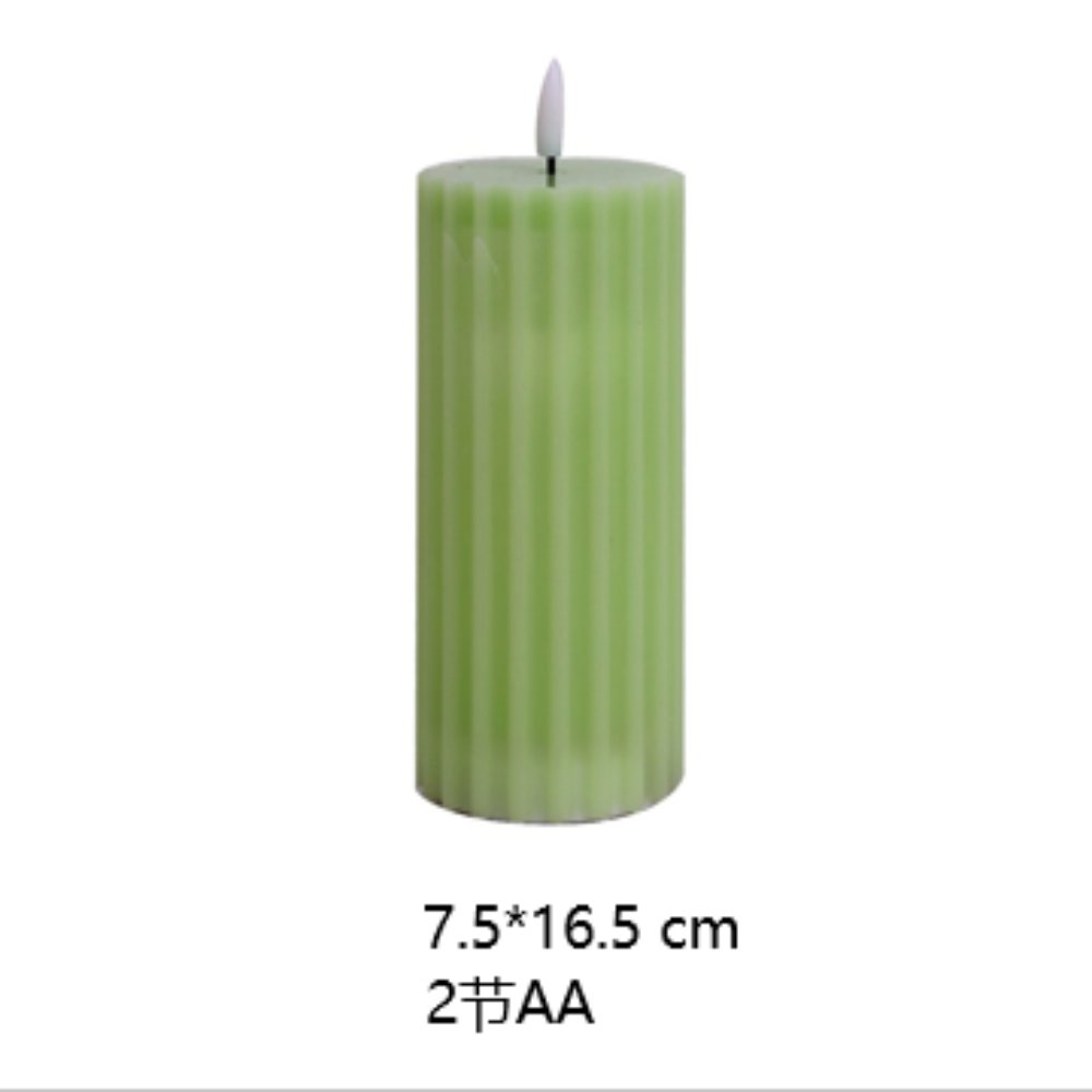 Bold Vertical Stripe Cylindrical LED Electronic Candle