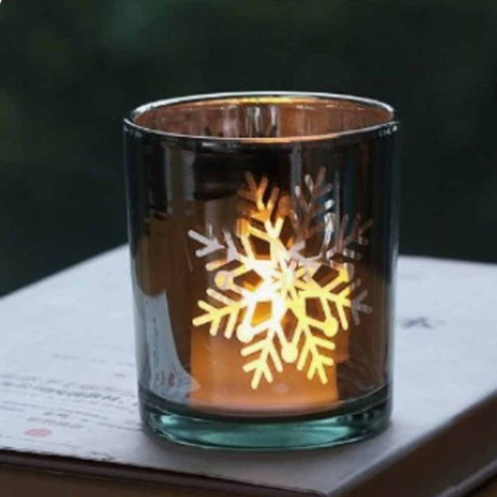Silver Large Snowflake Candle Vessel