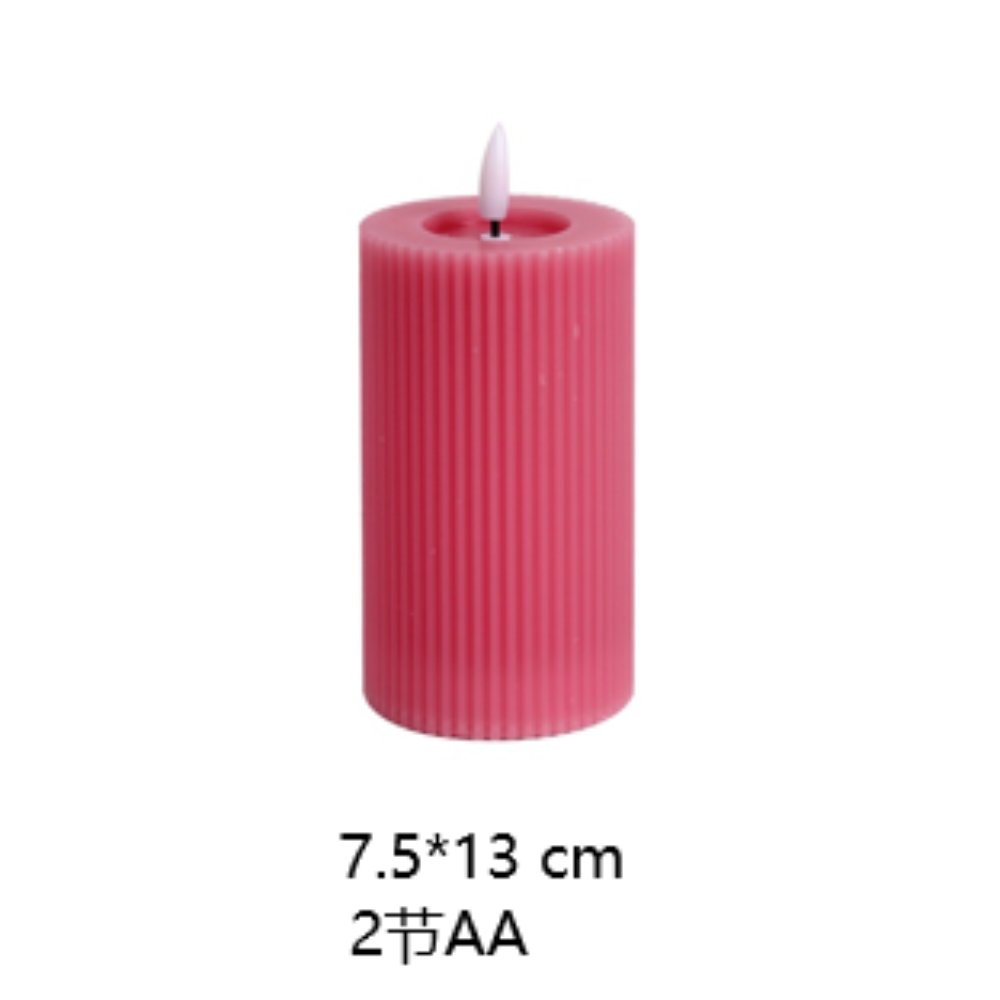 Fine Vertical Stripe Cylindrical LED Electronic Candle