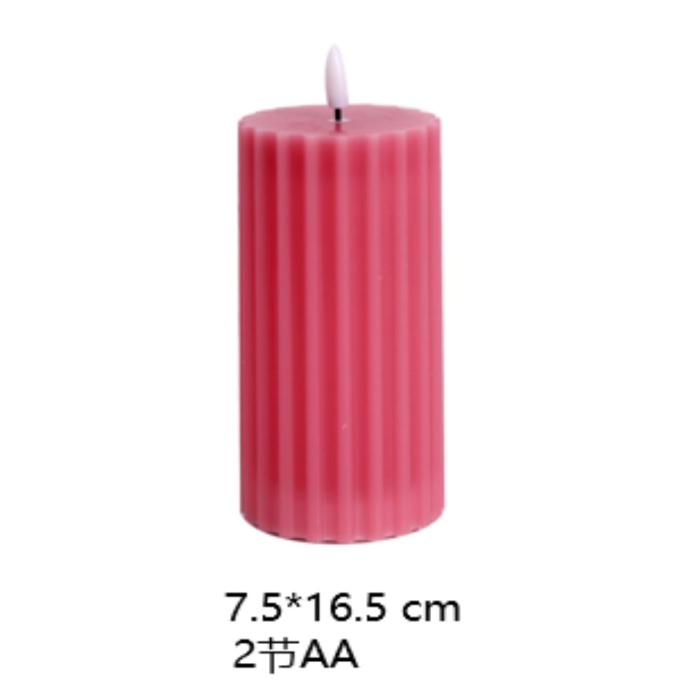 Bold Vertical Stripe Cylindrical LED Electronic Candle