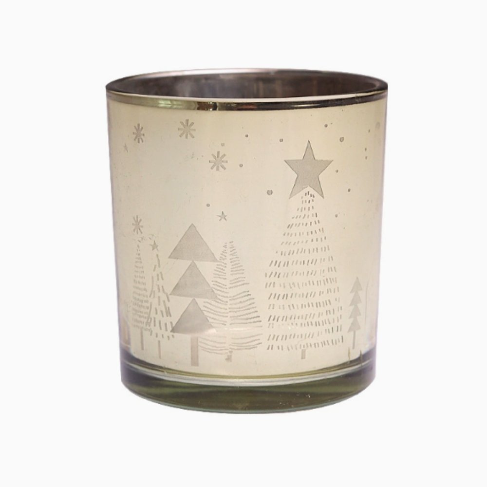 Gold Christmas Scene Candle Vessel